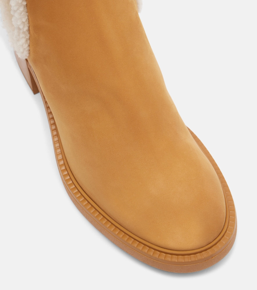Tod's Shearling-trimmed suede Chelsea boots