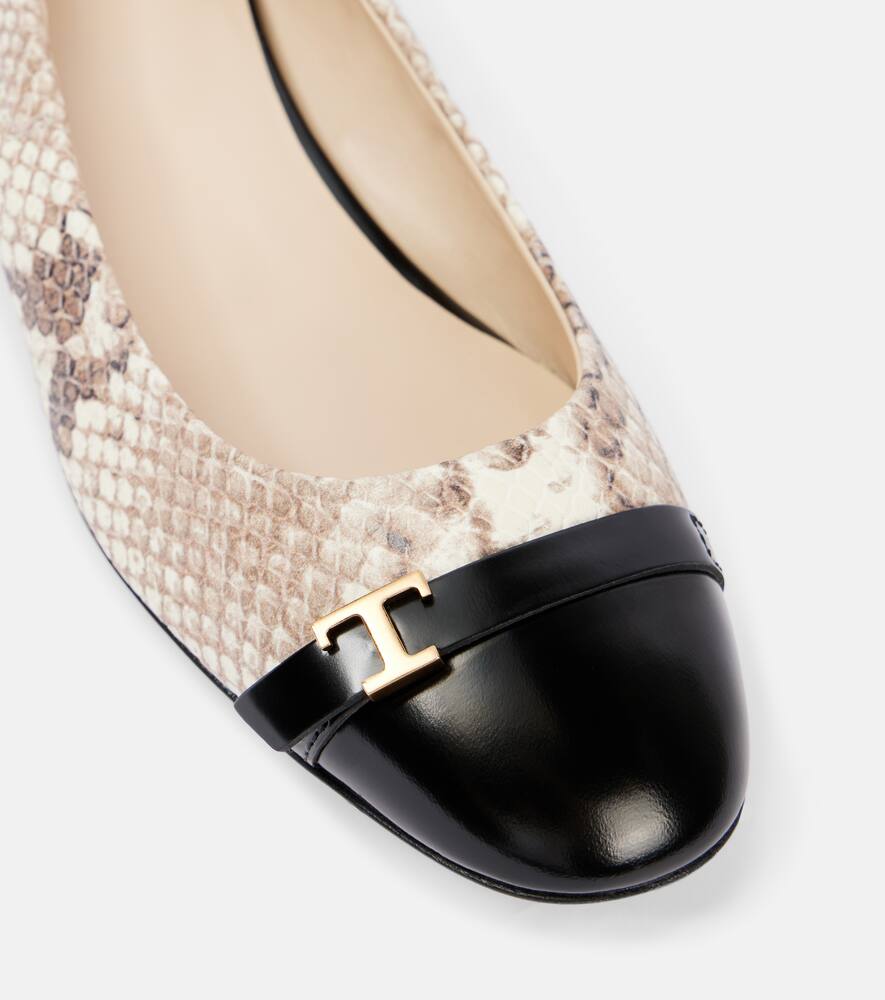 Tod's Snake-effect leather ballet flats