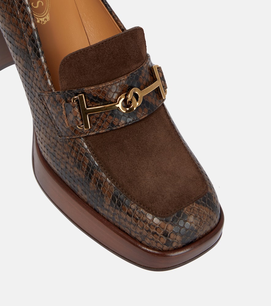 Tod's Snake-effect leather loafer pumps