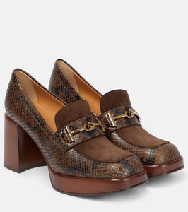 Tod's Snake-effect leather loafer pumps