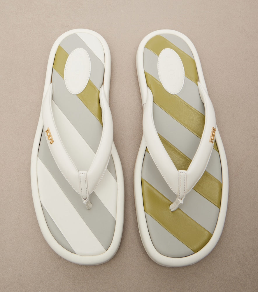 Tod's Striped leather thong sandals
