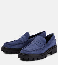 Tod's Suede platform penny loafers