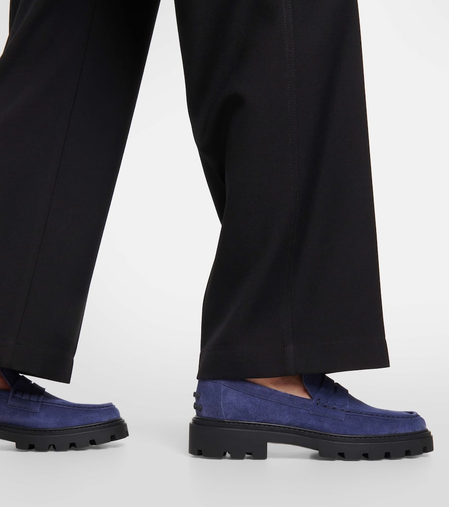 Tod's Suede platform penny loafers
