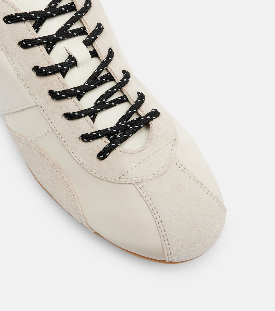 Tod's Suede-trimmed satin sneakers