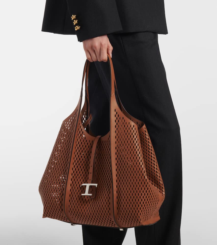 Tod's T Timeless Large leather mesh tote bag