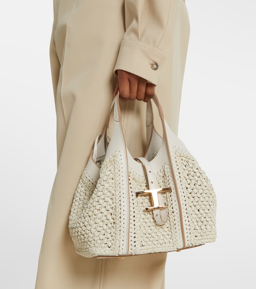 Tod's T Timeless leather-trimmed crochet tote bag