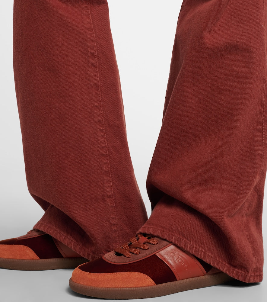 Tod's Tabs leather-trimmed velvet sneakers