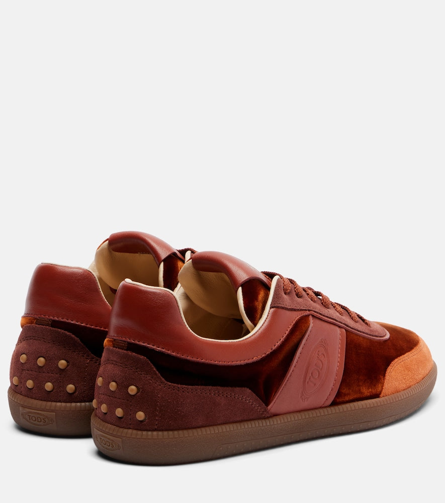 Tod's Tabs leather-trimmed velvet sneakers