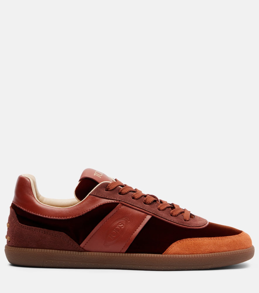 Tod's Tabs leather-trimmed velvet sneakers