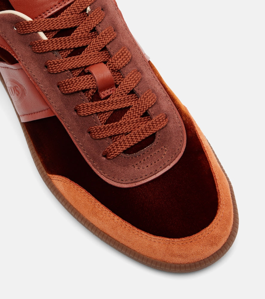 Tod's Tabs leather-trimmed velvet sneakers