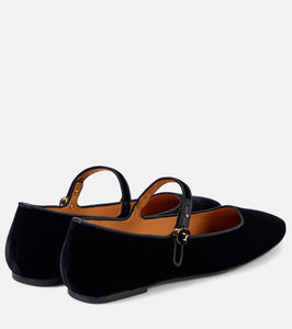 Tod's Velvet Mary Jane flats