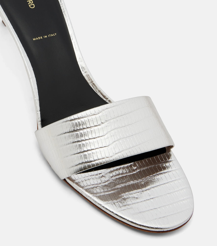Tom Ford 55 metallic leather mules