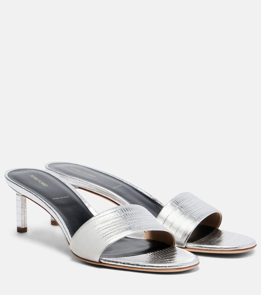 Tom Ford 55 metallic leather mules