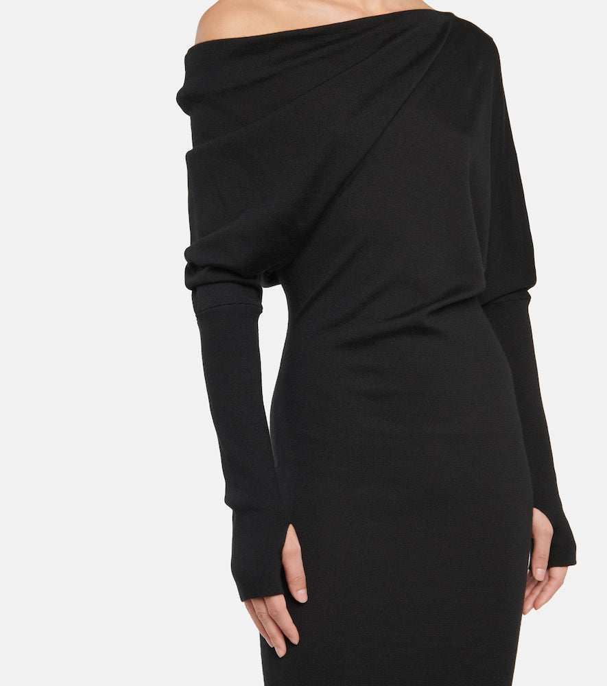 Tom Ford Cashmere and silk off-shoulder midi dress