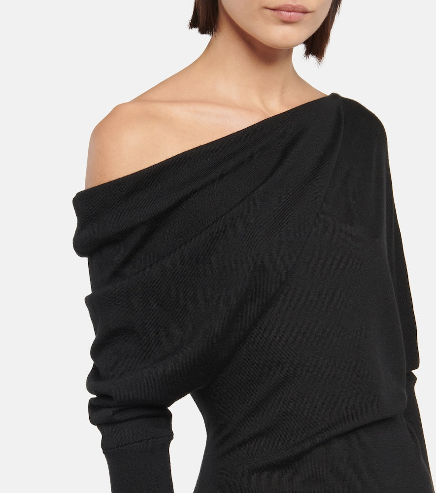 Tom Ford Cashmere and silk off-shoulder midi dress