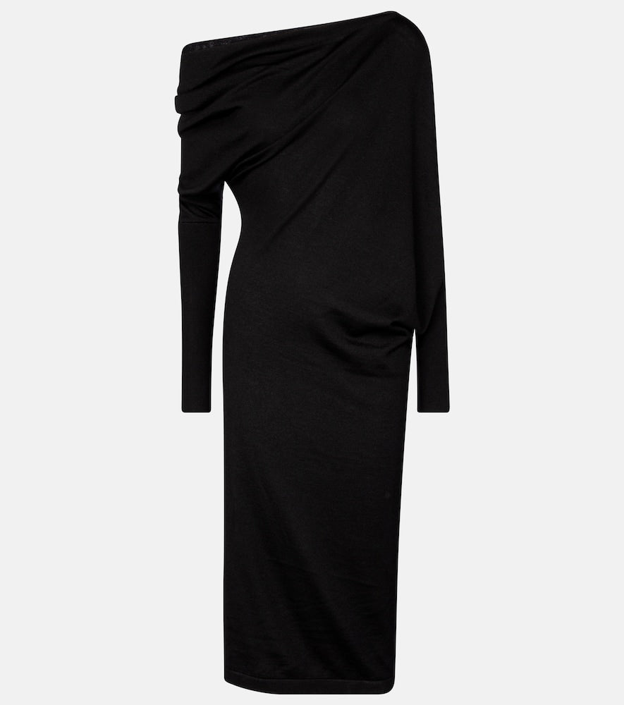 Tom Ford Cashmere and silk off-shoulder midi dress. Tom Ford 羊绒真丝露肩中长连衣裙