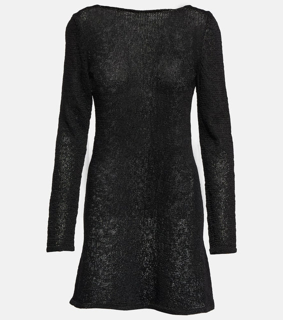 Tom Ford Chain-embellished raffia-effect minidress