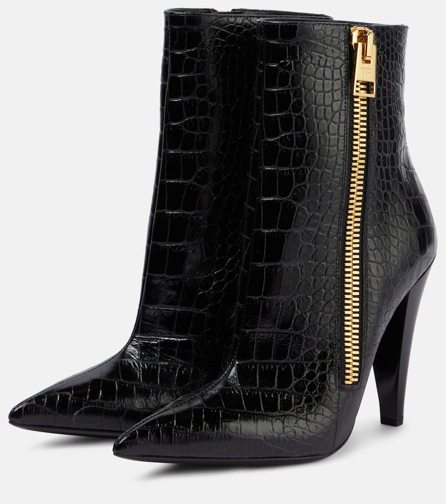 Tom Ford Croc-effect leather ankle boots