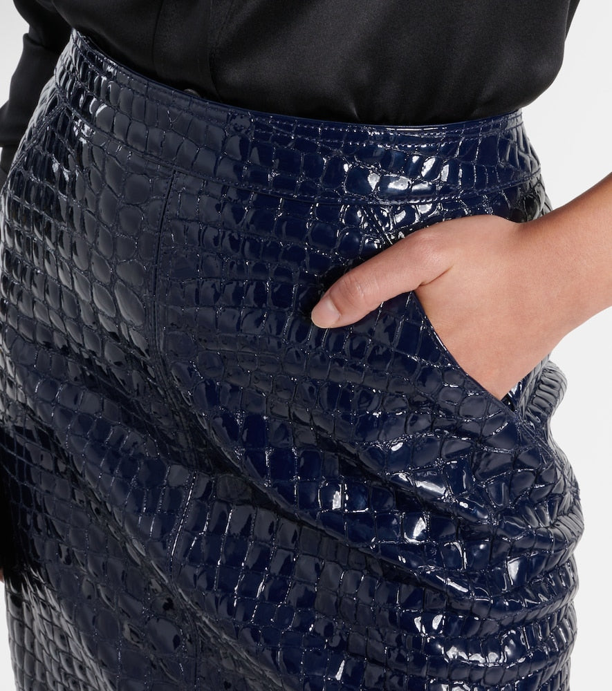 Tom Ford Croc-effect leather midi skirt