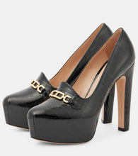 Tom Ford Croc-effect patent leather platform pumps
