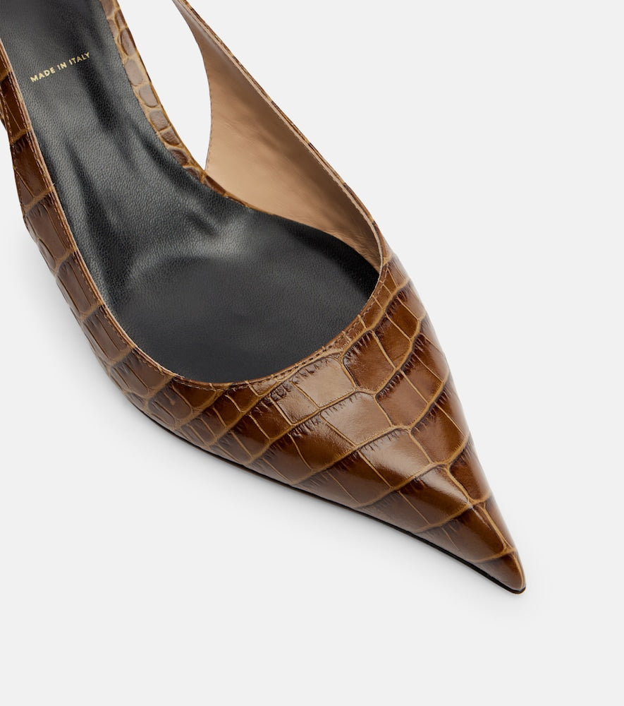 Tom Ford Croc-effect slingback pumps