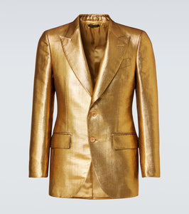 Tom Ford Dyllan metallic-effect coated canvas blazer