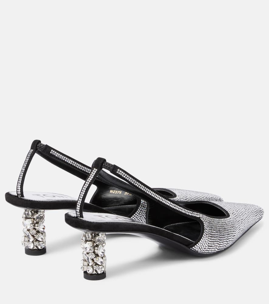Tom Ford Embellished satin slingback pumps