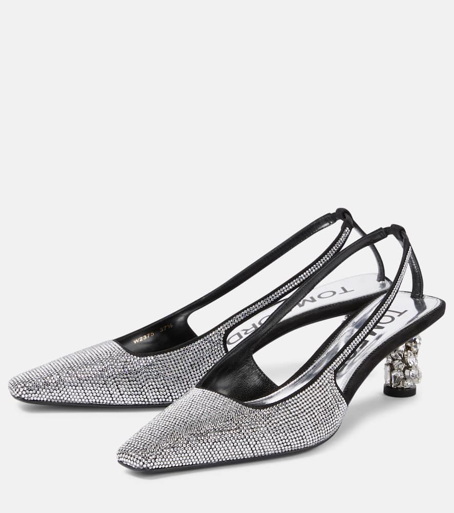Tom Ford Embellished satin slingback pumps