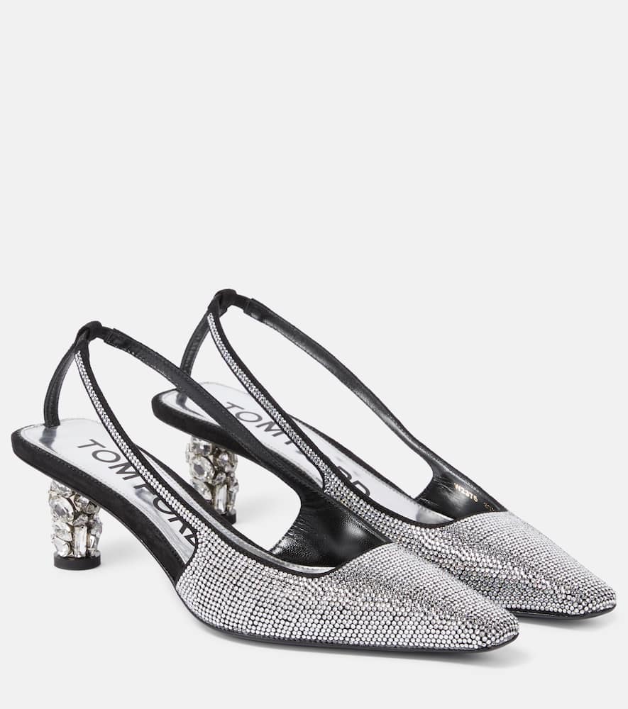 Tom Ford Embellished satin slingback pumps