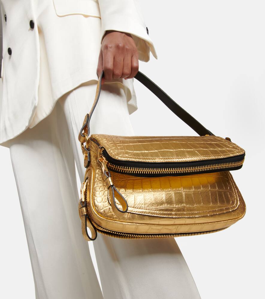 Tom Ford Jennifer Small croc-effect metallic leather shoulder bag