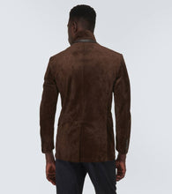 Tom Ford Leather-trimmed suede blazer