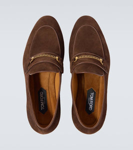 Tom Ford Liam chain-detail suede loafers