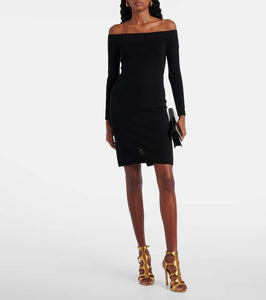 Tom Ford Off-shoulder cashmere and silk minidress