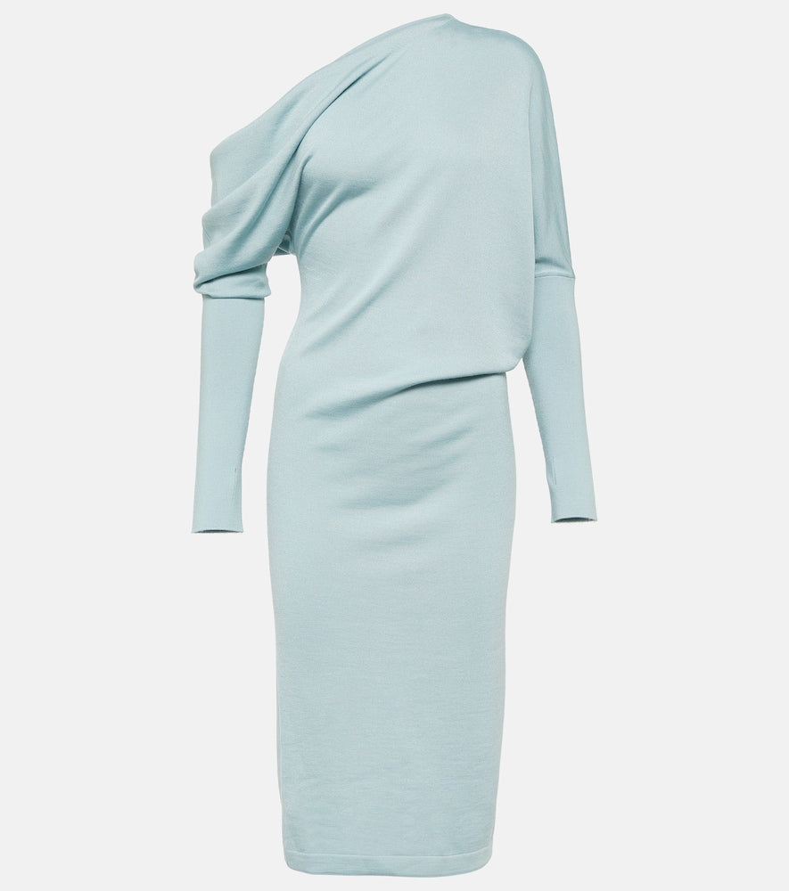 Tom Ford Off-shoulder cashmere-blend midi dress. Tom Ford 露肩羊绒混纺中长连衣裙