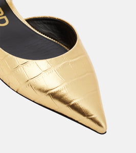 Tom Ford Padlock croc-effect ballet flats