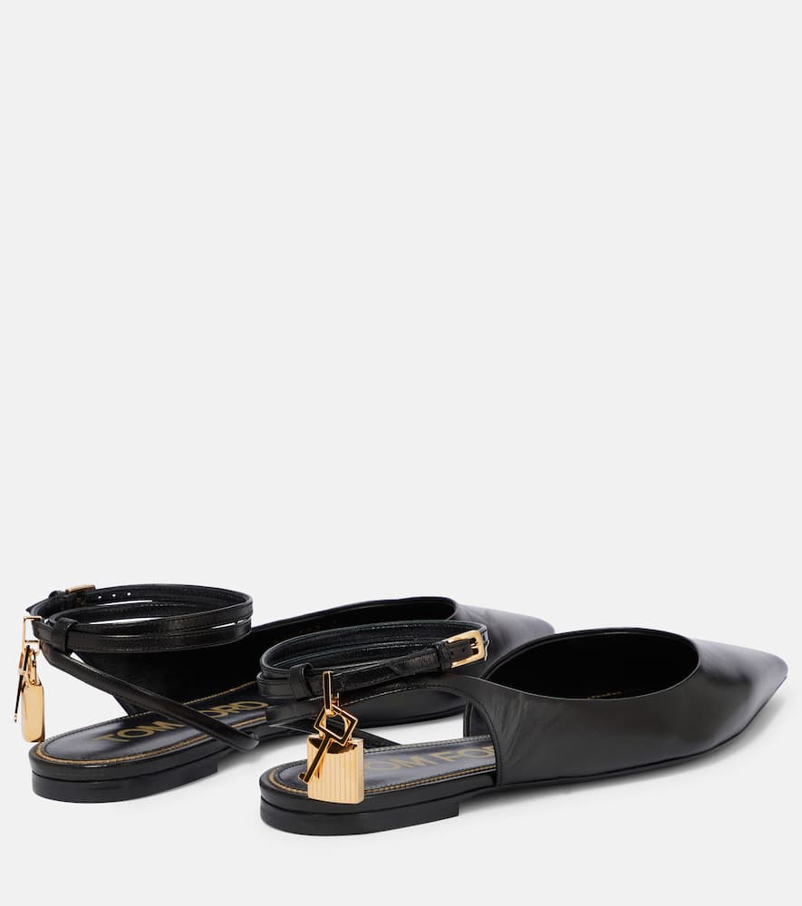 Tom Ford Padlock leather slingback flats