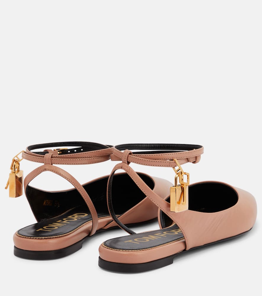 Tom Ford Padlock leather slingback flats