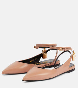 Tom Ford Padlock leather slingback flats