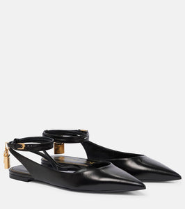 Tom Ford Padlock leather slingback flats