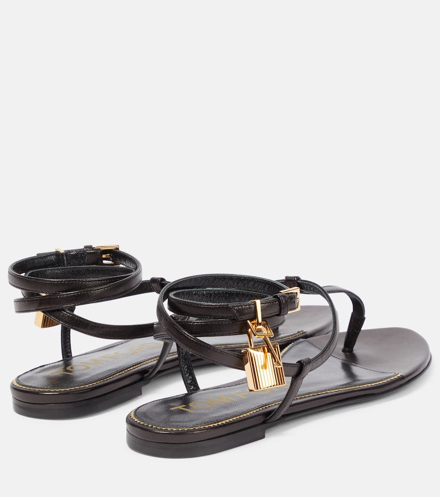 Tom Ford Padlock leather thong sandals