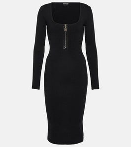 Tom Ford Ribbed-knit wool midi dress
