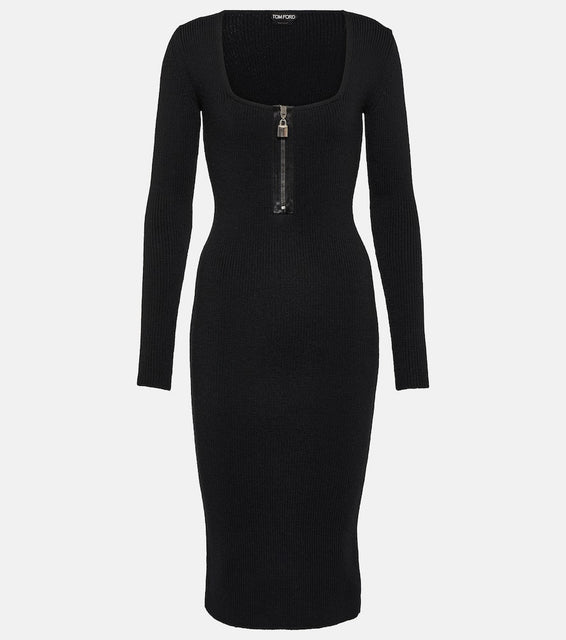 Tom Ford Ribbed-knit wool midi dress
