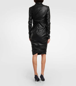 Tom Ford Ruched faux leather midi dress