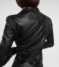 Tom Ford Ruched faux leather midi dress