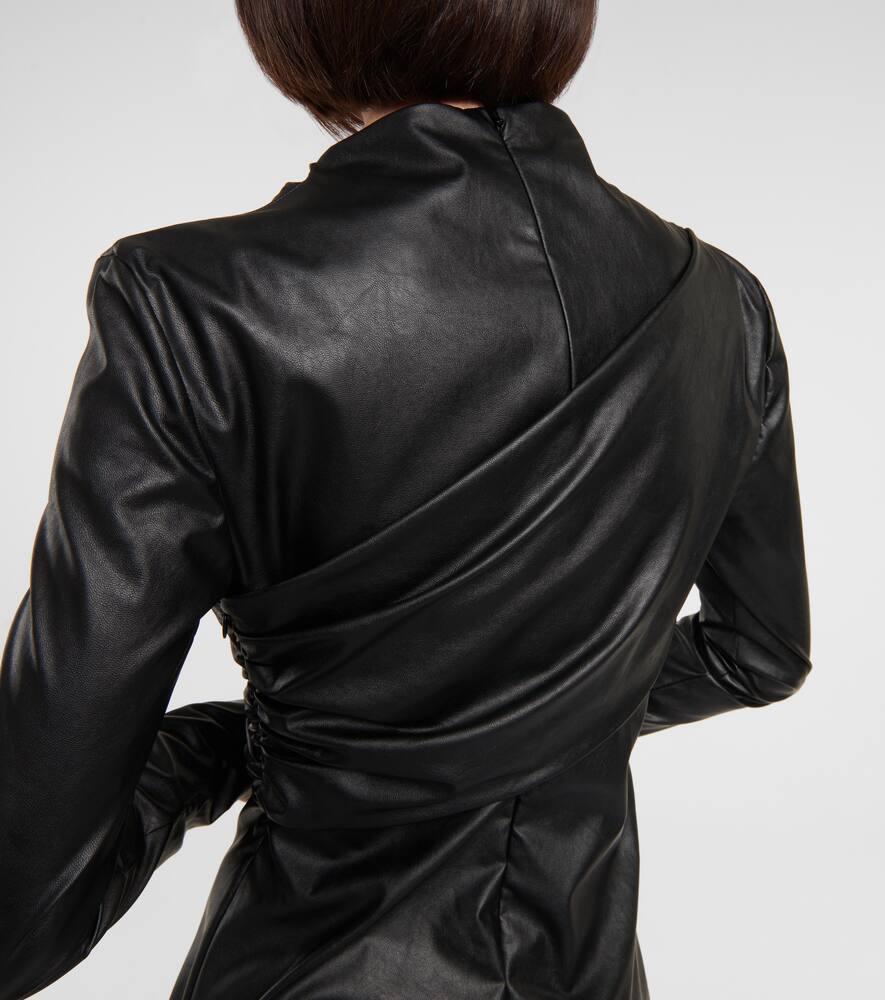 Tom Ford Ruched faux leather midi dress