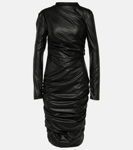 Tom Ford Ruched faux leather midi dress