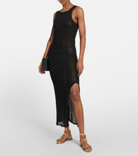 Tom Ford Satin-trimmed raffia-effect maxi dress