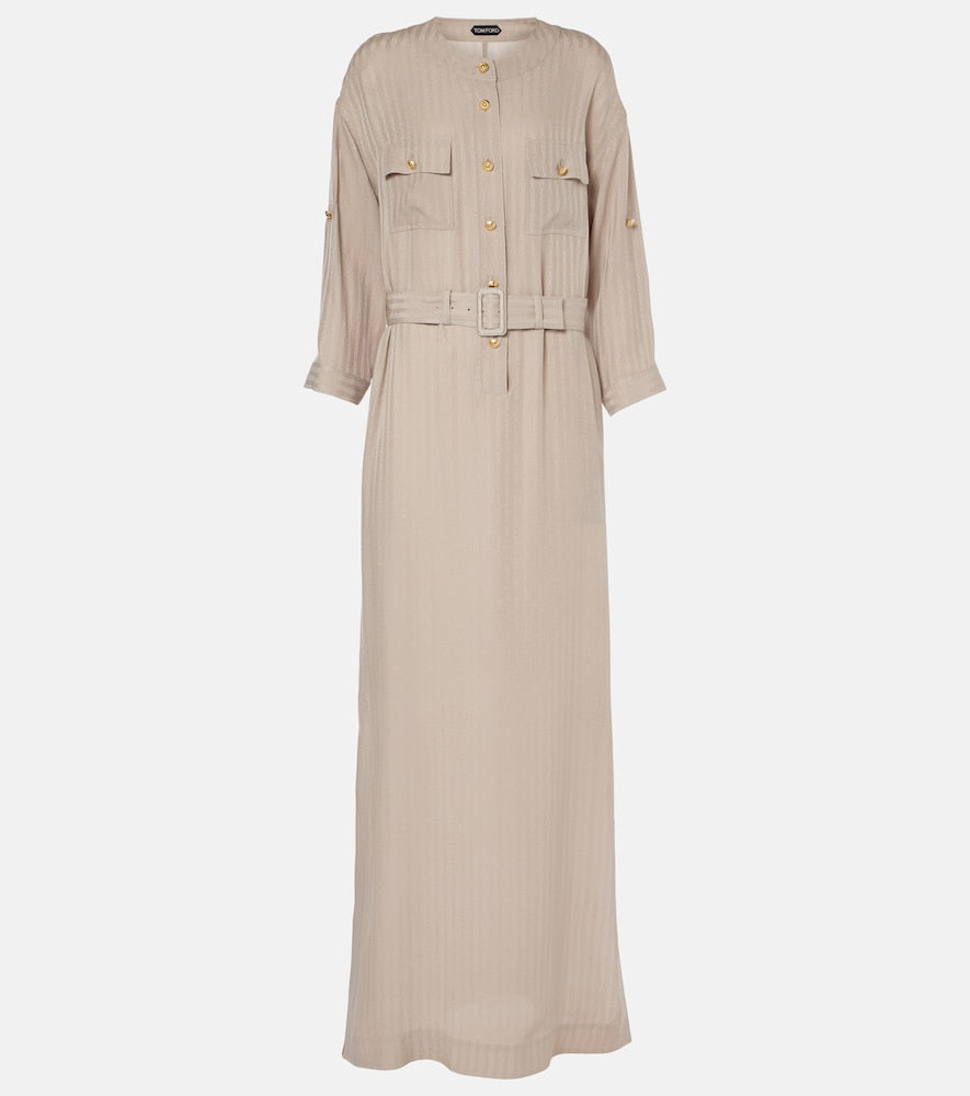 Tom Ford Striped belted shirt dress. Tom Ford 条纹系带衬衫裙