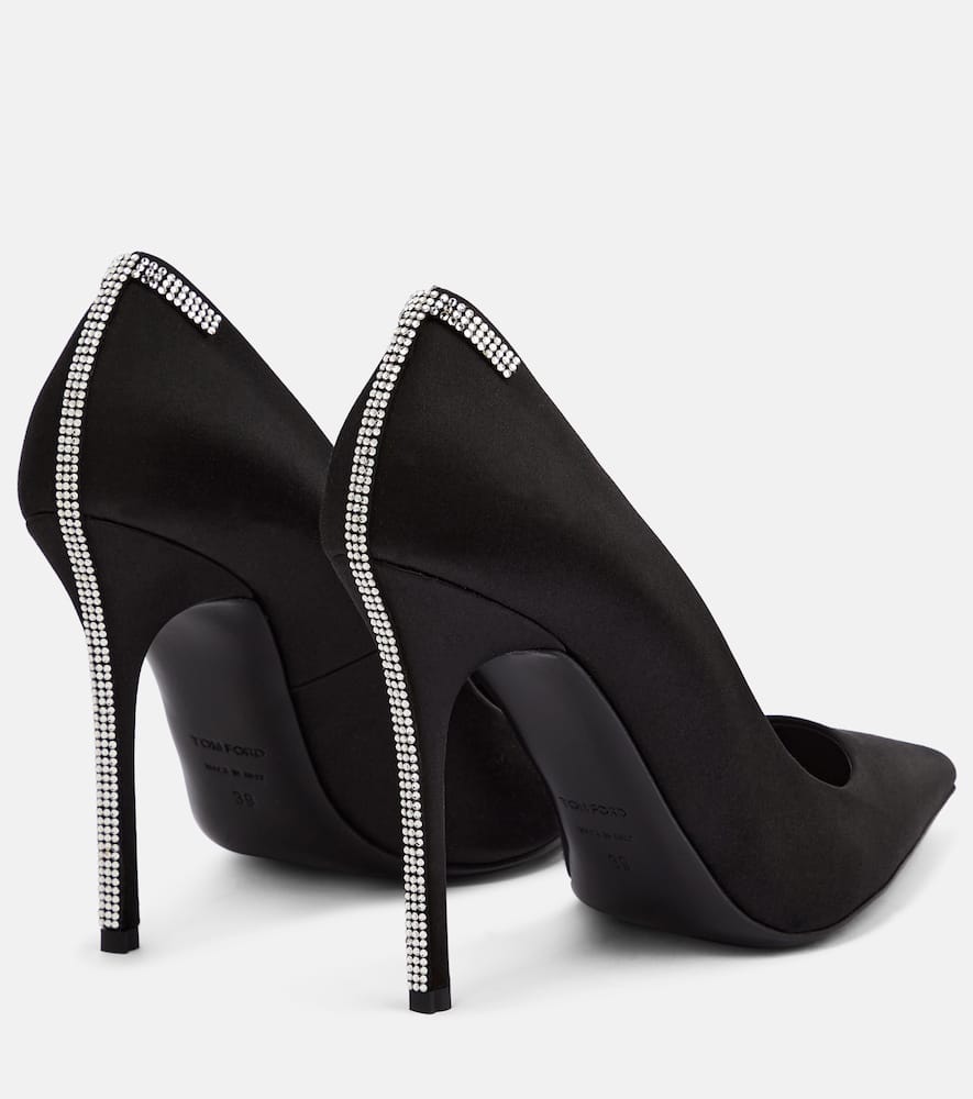 Tom Ford T crystal-embellished satin pumps