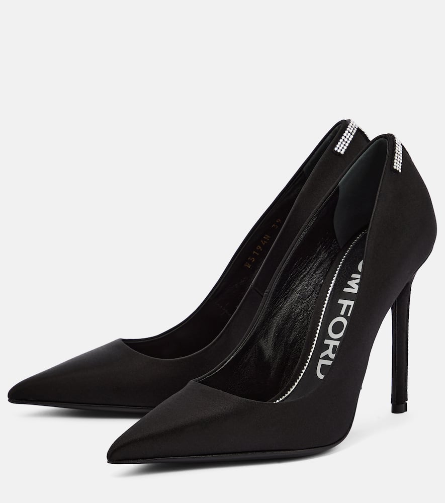 Tom Ford T crystal-embellished satin pumps